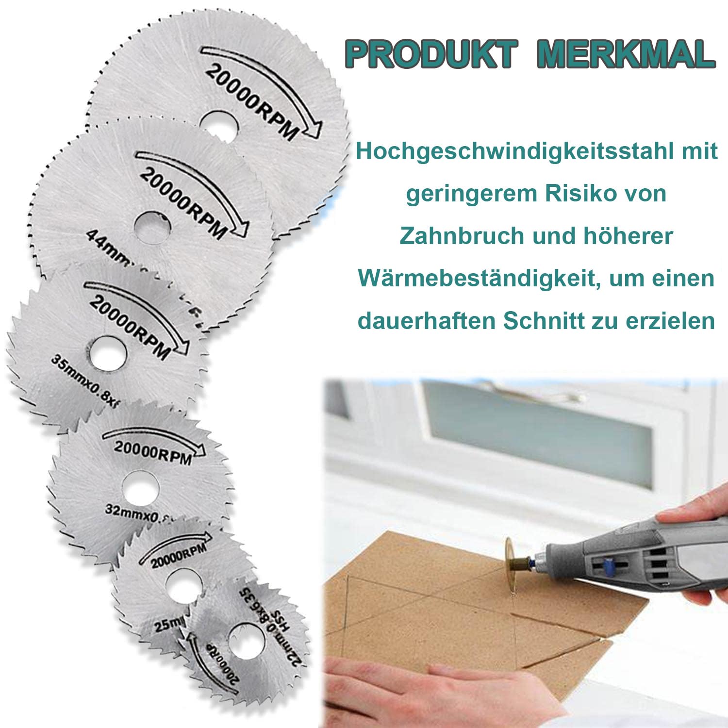 Set di 8 lame circolari, lame in acciaio ad alta velocità per utensili rotanti, lame in acciaio circolare HSS per utensili multifunzione per tagliare legno, plastica e metallo