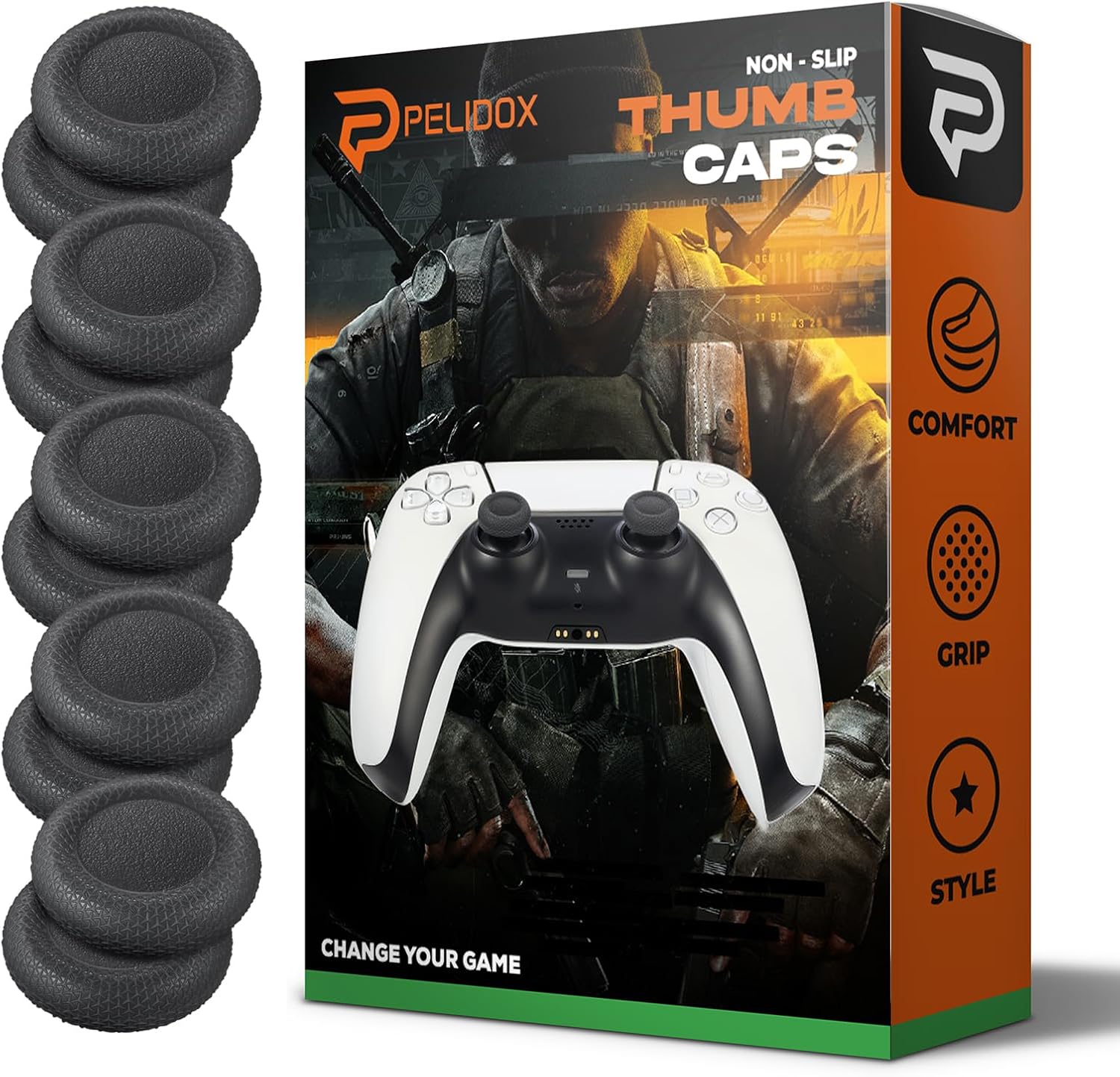 10 Pcs Joystick Replacement Grip Caps for PS4 PS5 Controller - Same Pattern Like Original - Non-Slip Thumbstick Thumb Stick Accessories Parts for Dualshock 4, Dual Sense, Dualsense Edge