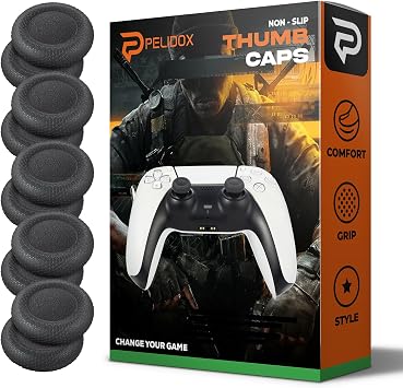 10 Pcs Joystick Replacement Grip Caps for PS4 PS5 Controller - Same Pattern Like Original - Non-Slip Thumbstick Thumb Stick Accessories Parts for Dualshock 4, Dual Sense, Dualsense Edge