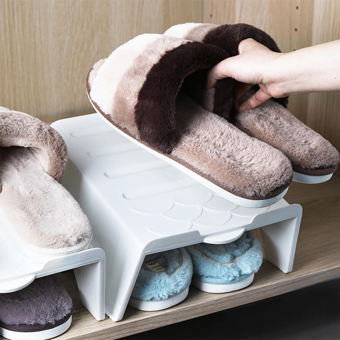 White Saving Multilayers with Holder Rack Plastic Space Shoe