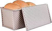 Vista 1 de Molde antiadherente para pan Pullman con tapa, 450g Rectángulo ondulado para hornear en el horno, capacidad para masa 21,1 x 12,2 x 10,9 cm