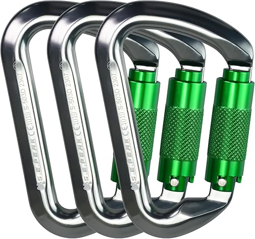 SEPEAK UIAA - Mosquetón de escalada de 30 kN, mosquetones profesionales resistentes para escalada, montañismo, rappel, camping, senderismo,