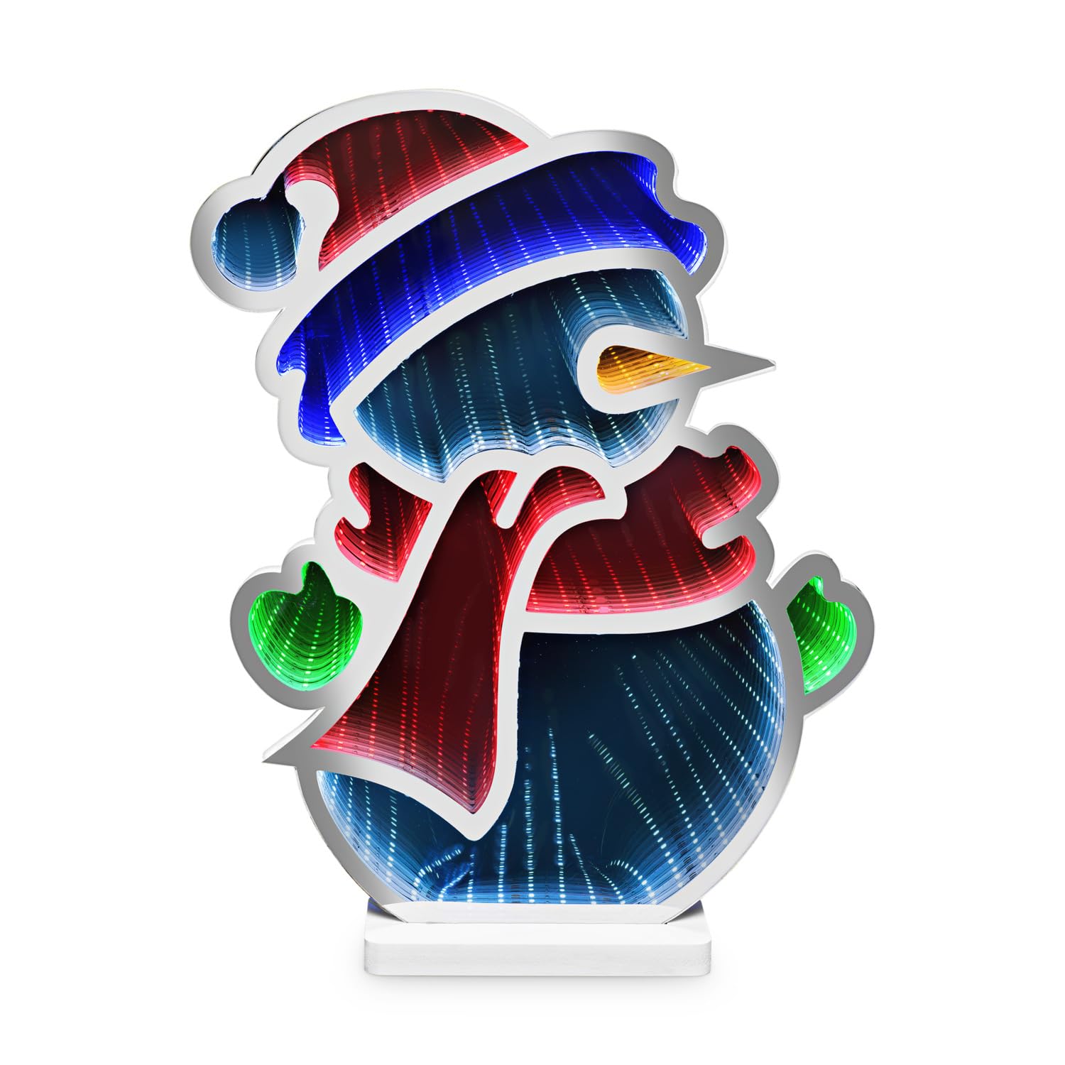 Idena 30552 - LED Infinity Mirror Father Christmas, ok. 35 x 8 x 45 cm, lampa dekoracyjna z 246 diodami LED SMD i efektem 3D, dekoracja świąteczna do wnętrz, z zasilaczem i kablem o długości 3 m