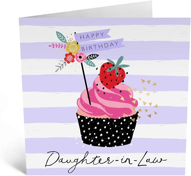 Central 23 - Cute Daughter in Law Birthday Card - 'Happy Birthday Daughter in Law' - Pretty Birthday Card for Her - Ideal Birthday Card for Women - Comes with Cute Stickers