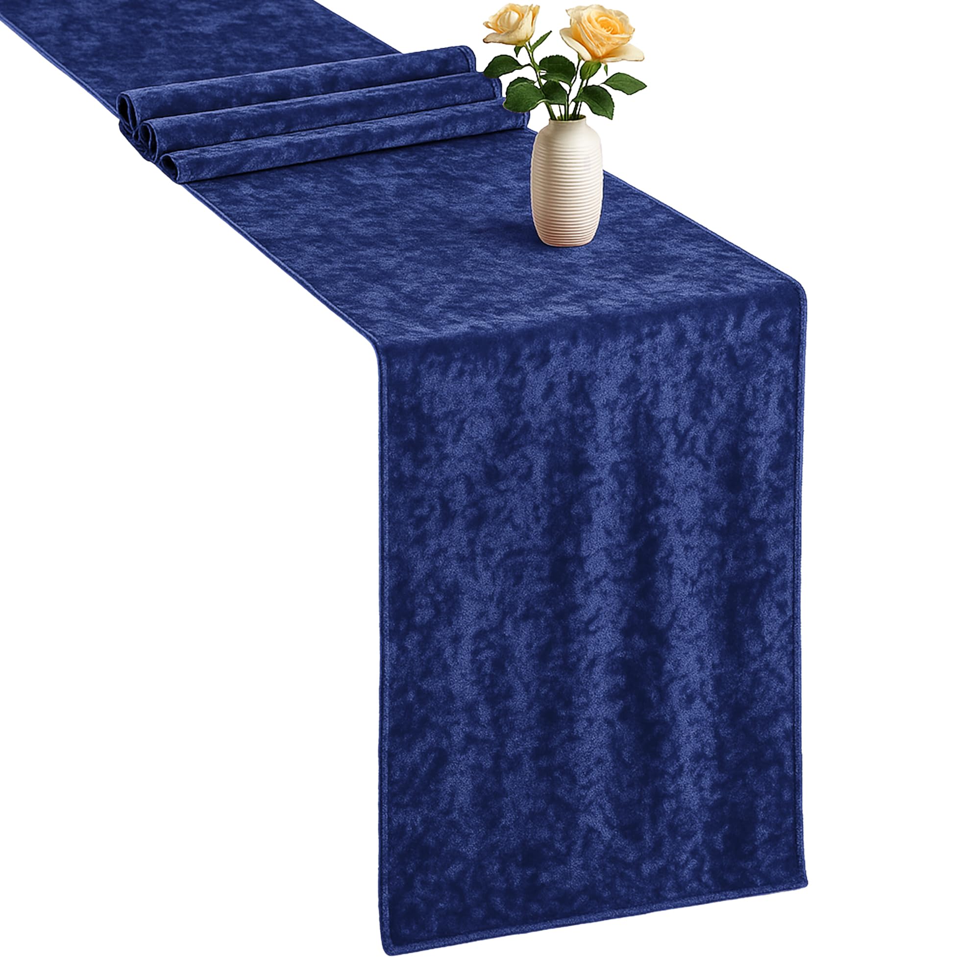 Trimming Shop 33x274CM Crushed Velvet Table Runner Navy, Washable Soft Fabric Glitz Table Runners for Wedding, Banquet, Kitchen, Birthday, Holiday, Dinner Party Decoration, Pack of 10 — image 1