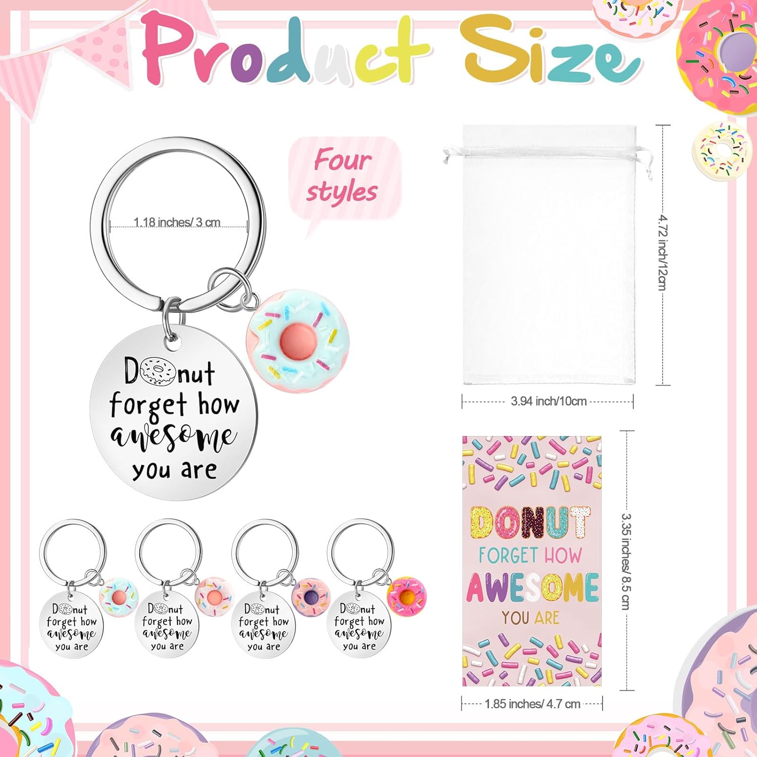 Positive Donut Keychains Bulk Emotional Support Employee Appreciation Gift for Coworker Volunteer Team Staff - Image 2