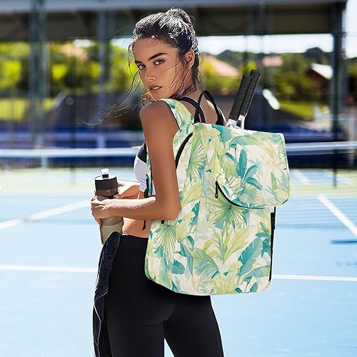 Miniatura 7 de Tennis Badminton Backpack Cute Sturdy Cartoon Fossa Green Leaf Travel Sports Bag Gym Bag for Women, Men, Teenagers raquetas de tenis para