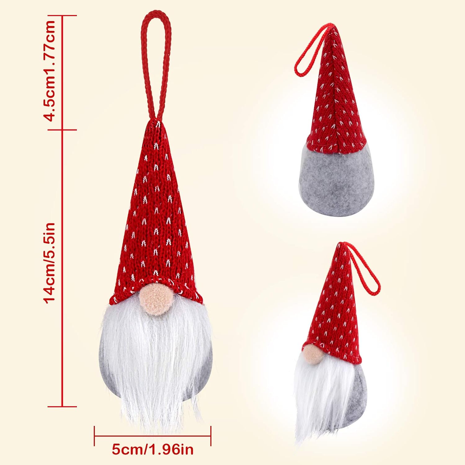 D-FantiX Gnome Christmas Ornaments Set of 4 Tree Hanging Decoration & Christmas Santa Tree Topper