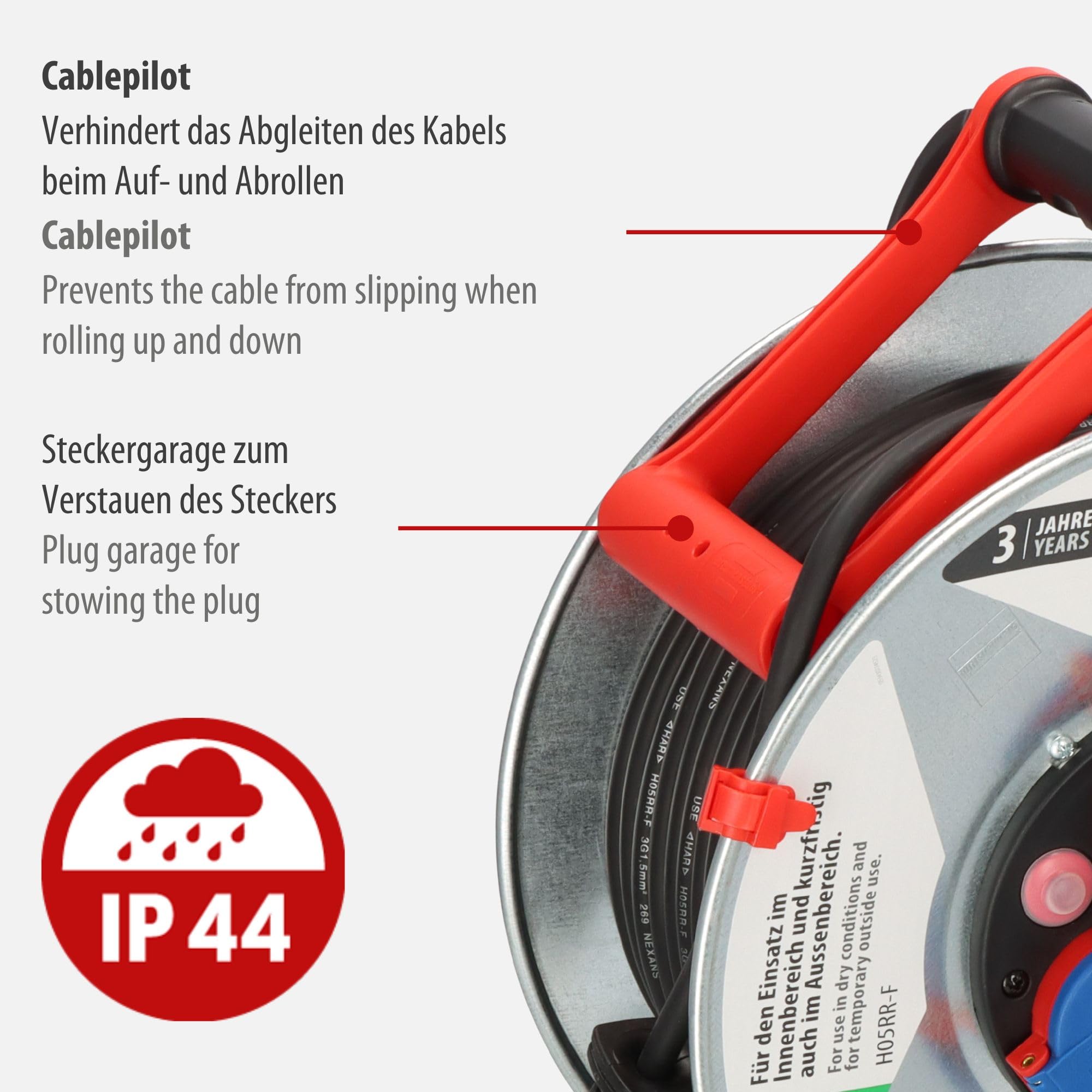 Brennenstuhl 1198530 Garant S Enrouleur de câble IP44 H05RR-F 3G1,5 50m Multicolore