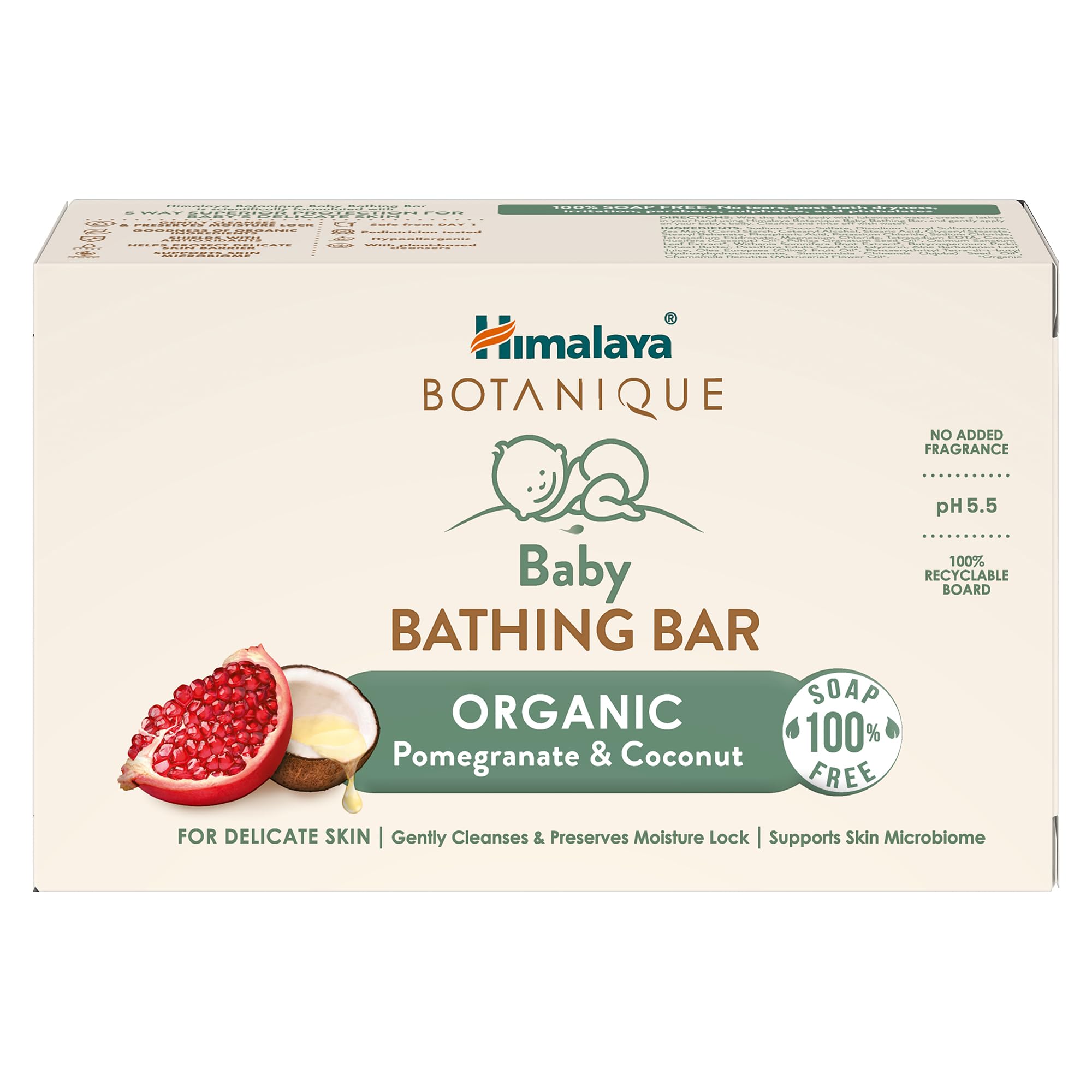 Himalaya Botanique Baby Bathing Bar|Organic|pH 5.5|Pediatrician Tested|125g