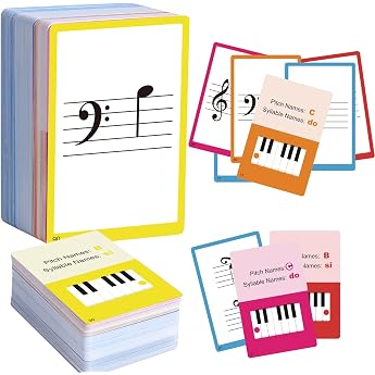 Music Flash Cards 104 Piano Flash Cards - Basic Music Symbols Staff Notation Pitch/Syllable Labels Keyboard Position Basses/Syllables Piano FlashCards