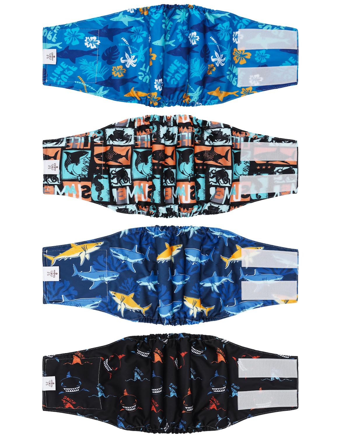 CuteBone Dog Diapers Male 4 Pack Puppy Wraps Reusable Doggie Belly Bands for Male Dogs Small Medium Large