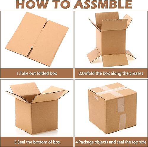 Miniatura 4 de TaoBary Paquete de 50 cajas de envío de 4 x 4 x 4 cajas de cartón pequeñas de papel kraft corrugado para pequeñas empresas, embalaje de correo y