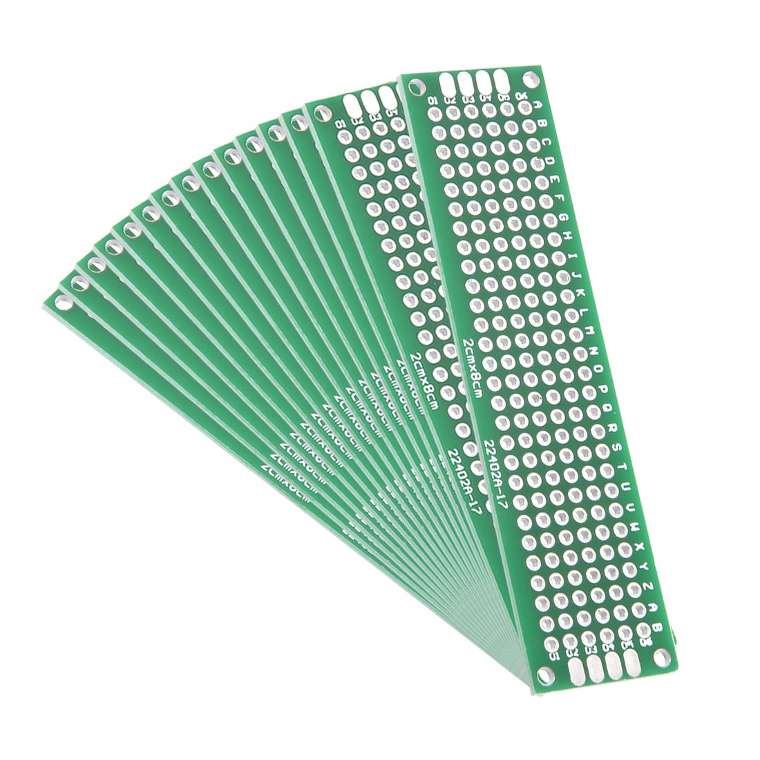 uxcell 15pcs 2x8cm Double Sided PCB Board Universal Printed Circuit Proto Board for DIY Soldering Electronic Projects Practice Test Circuit