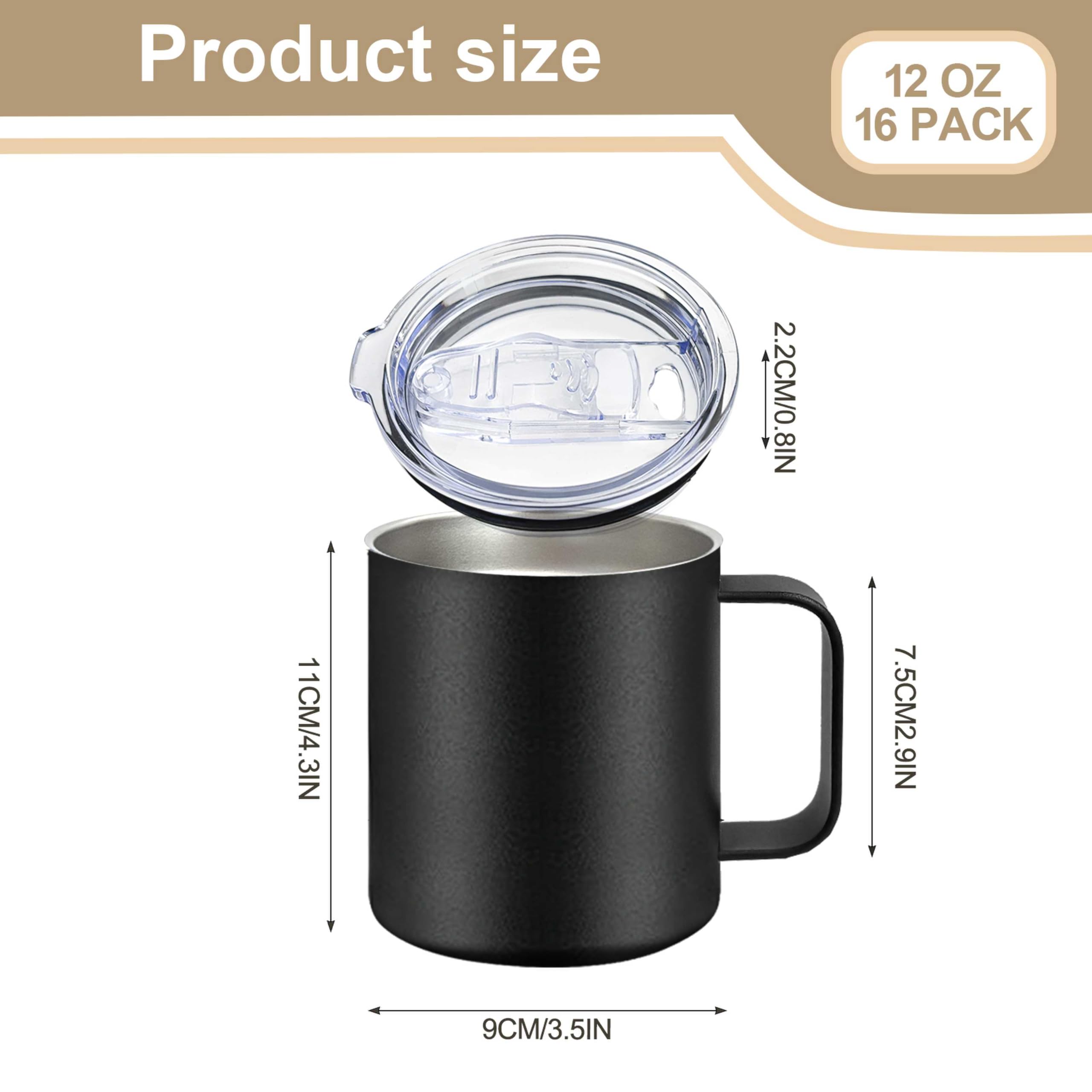 Amazon.com | YOUKE OLA 16 Pack Stainless Steel Insulated Coffee Mug Bulk  with Handle & Lids, Powder Coated 12oz Vacuum Insulated Double Wall Mug for  Laser Engrave, Black: Tumblers & Water Glasses