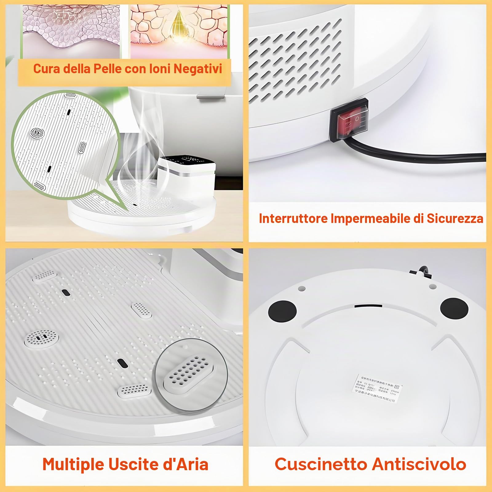 Asciugacorpo Totale 2500W Post-Doccia,Asciugacorpo Termico ad Alta velocità 35000 RPM,Asciugacorpo con 3 velocità Aria Fredda/Calda e Pannello di Controllo LED,Impermeabile per Bagno Hotel