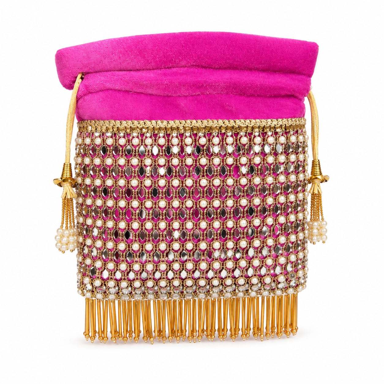 Pearl & Crystal Embellished Bridal Potli Purse - Color may vary-image-0