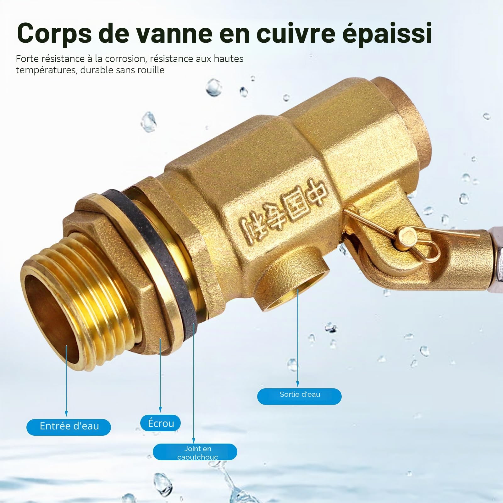 1/2 Pouce Vanne à Flotteur d’Eau Avec Bras Réglable, Vanne à Flotteur De Réservoir d’Eau Pour pour Poissons Aquarium Bovins Moutons