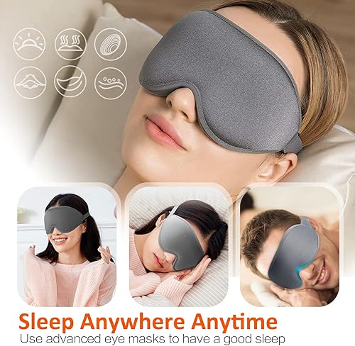 Miniatura 7 de AUPHIL - Máscara de ojos contorneada 3D para dormir, máscara de dormir cómoda para mujeres y hombres, 100% bloqueo de luz, máscara de ojos suave y