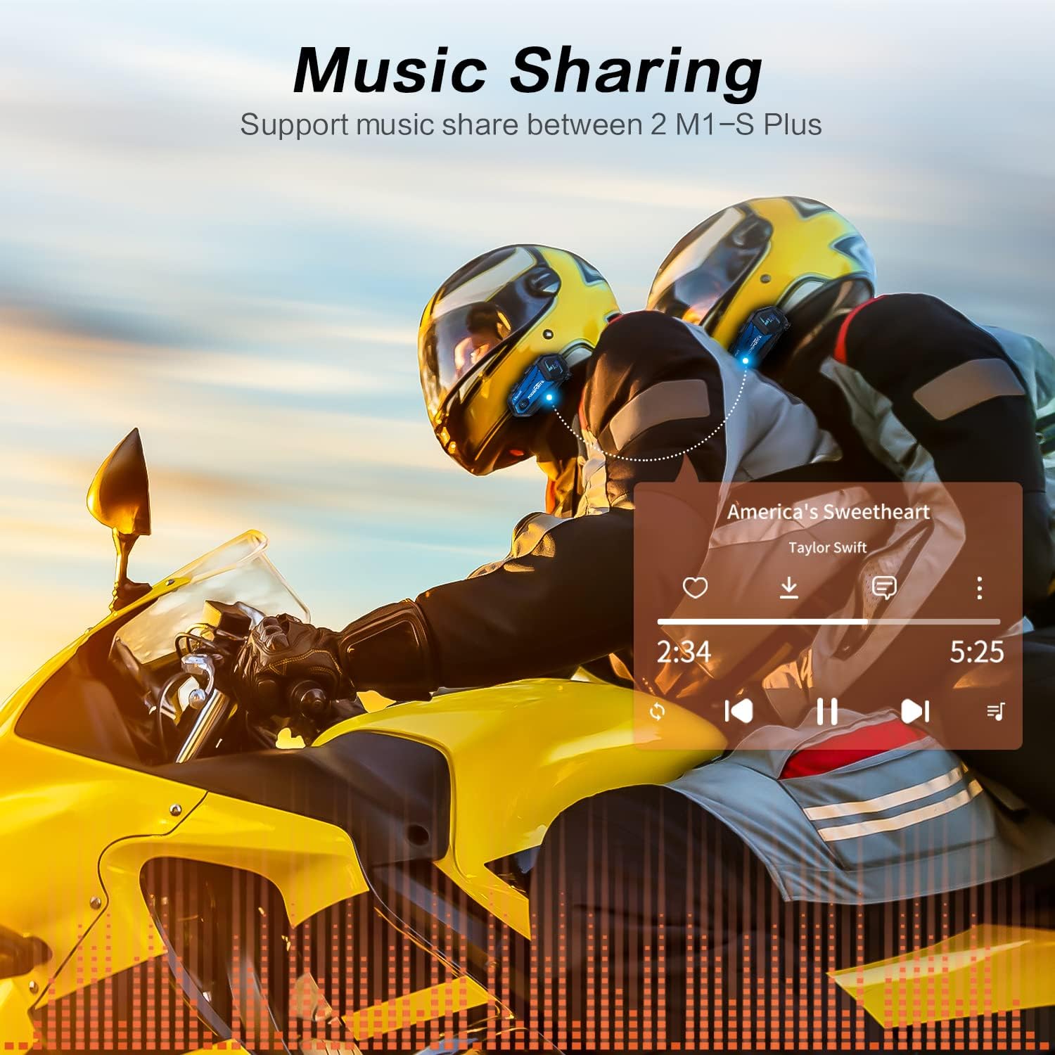 Fodsports Save $54 on 1 Pack M1-S PRO + 2 Pack M1-S Plus Motorcycle Bluetooth Headset Up to 8 Riders Helmet Intercom with Music Sharing Motorcycle Bluetooth Intercom image 3