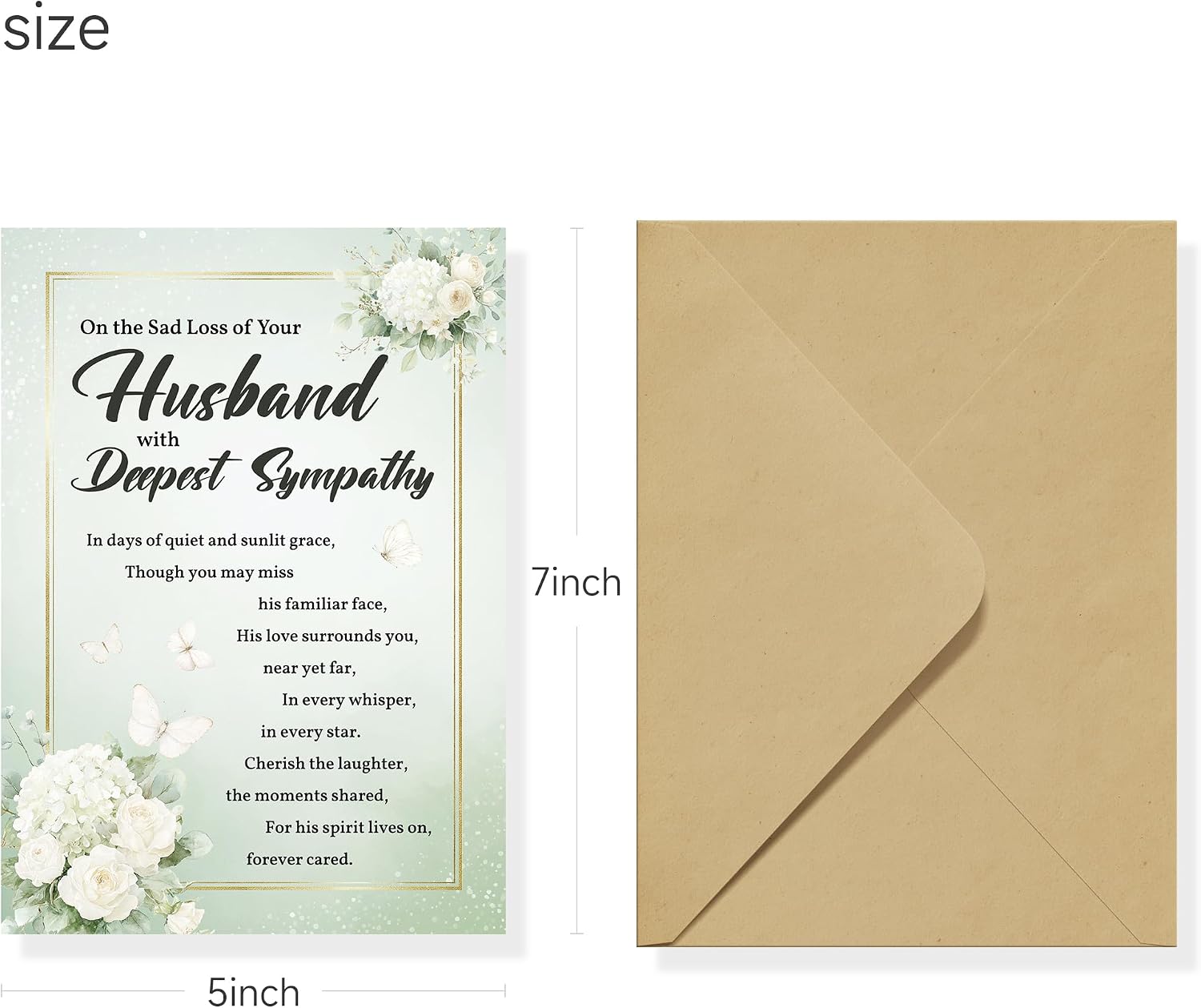 Sympathy Card for Loss of Husband, Bereavement Cards, with Envelope
