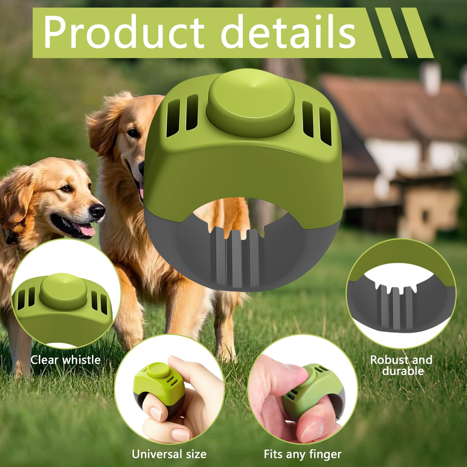 2 Clicker Chien Dressage avec Anneau 19mm/21mm, Clicker pour Chien en Vert & Gris, Clicker Chien pour Dressage Chiot, Éducation & Rappel