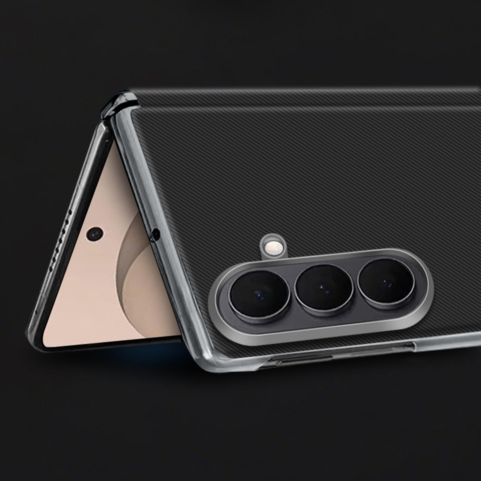 Funda De Cuero For Samsung Galaxy Z Fold 8 Ultra, Cubierta De Protección De Bisagra con Textura De Fibra De Carbono, Forro De Fibra Antihuellas, Carcasa Interna Resistente A Los Arañazos