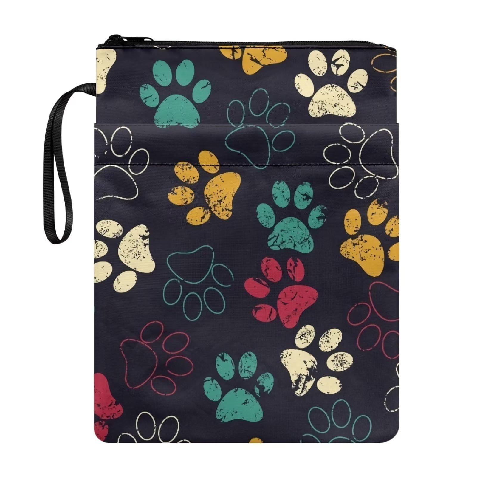 NETILGEN Retro Paw Print Book Sleeve Protector Cool Book Cover for Book Purse for Paperback Storage Bag Book Sox with Zipper and Pocket Small Case โ image 1