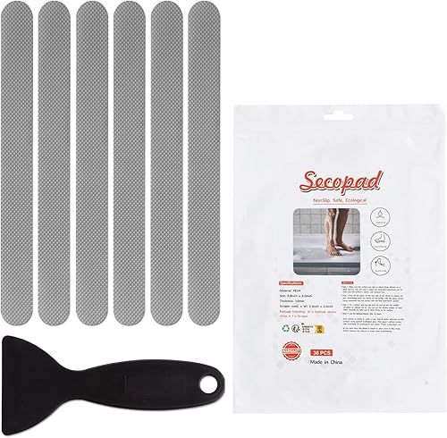 36 calcomanías antideslizantes para bañera, suelo de ducha antideslizantes con raspador premium (gris)