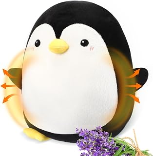 Realspring Heatable Coolable Stuffed Animals Pad Gift for Kid,Penguin | Microwavable Heating Inner Pad, Lavender Scented, Cute Warmth Plush Gift for Adults, Birthday Paty Favor, Relieves Cramps