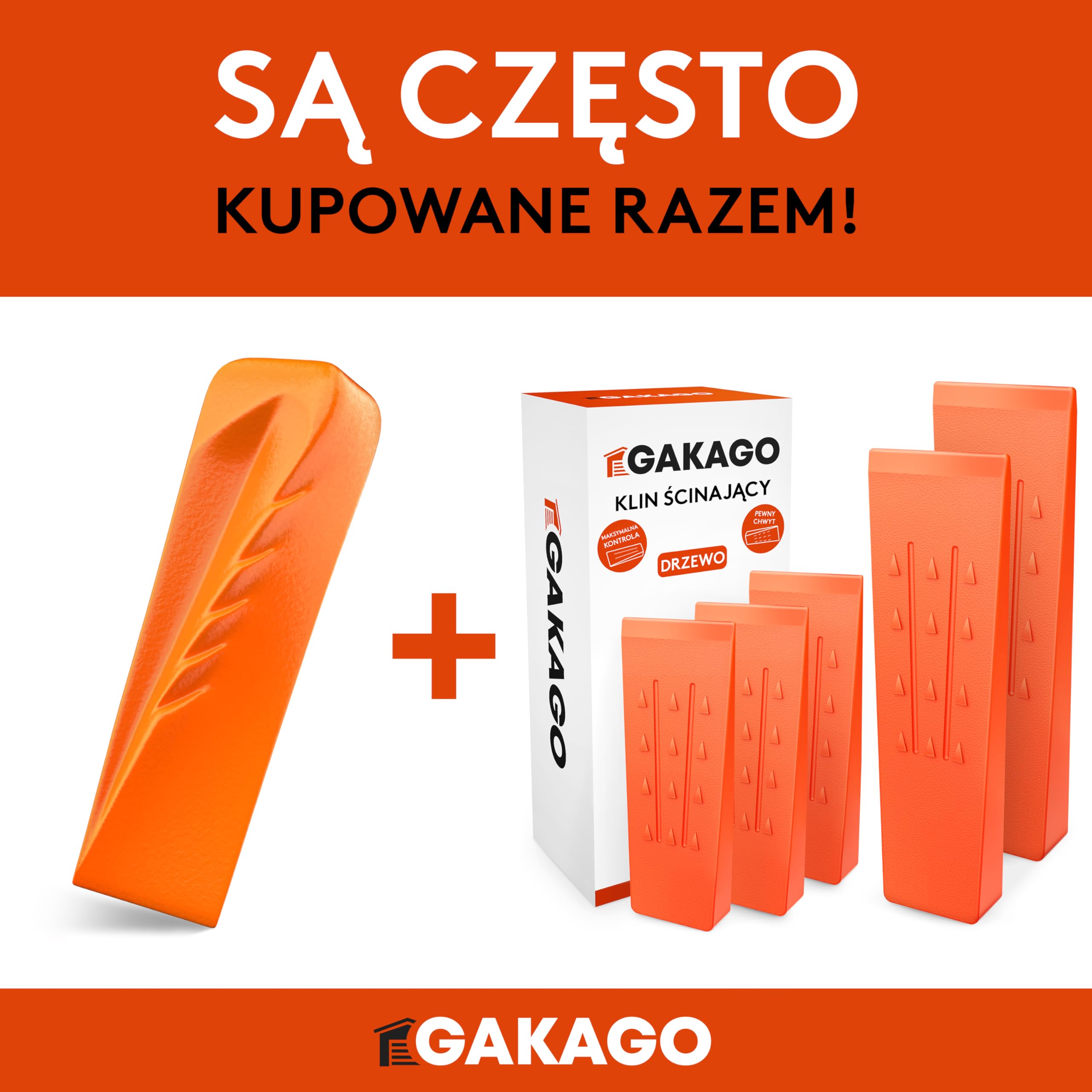 Gakago Klin rozłupujący do drewna - Mocny obrotowy klin rozłupujący z silnym działaniem rozłupującym - Kuty klin rozłupujący wykonany z litej stali w kolorze sygnalizacyjnym