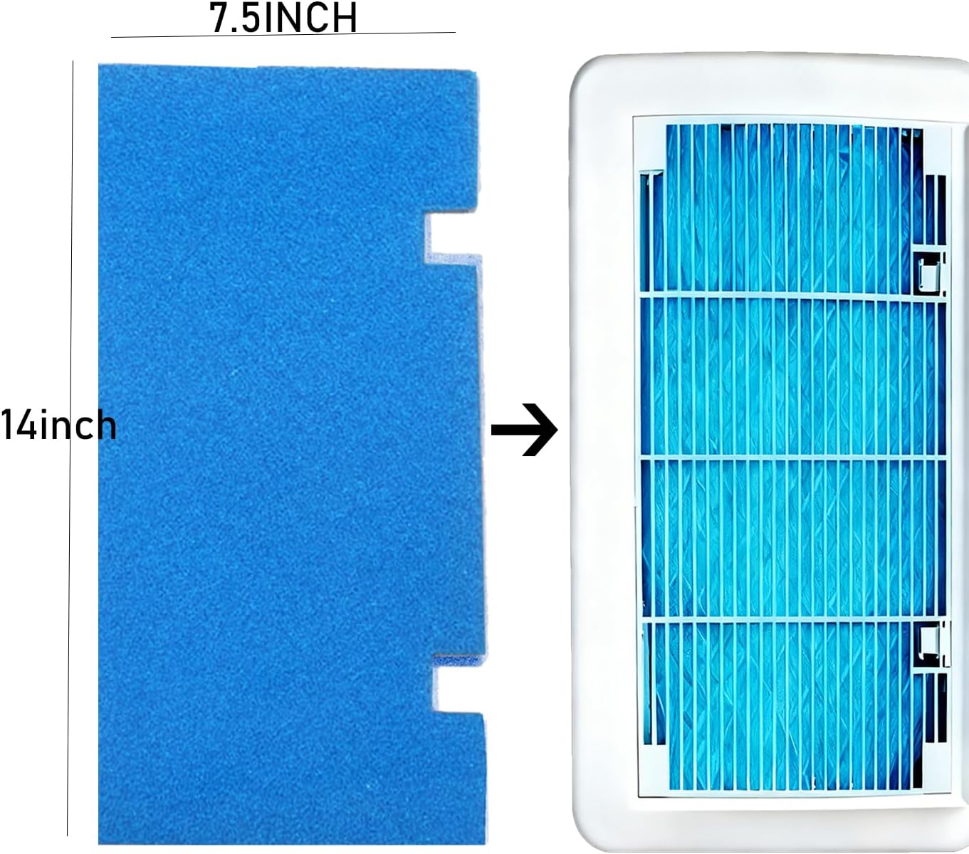 Blue RV A/C Ducted Air Grille for Dometic, Duo-Therm RV Air Conditioner Grille, RV Air Conditioner Cover with RV AC Filter Replacement for Dometic 3104928.019 Polar White 14.1" x 7.7"
