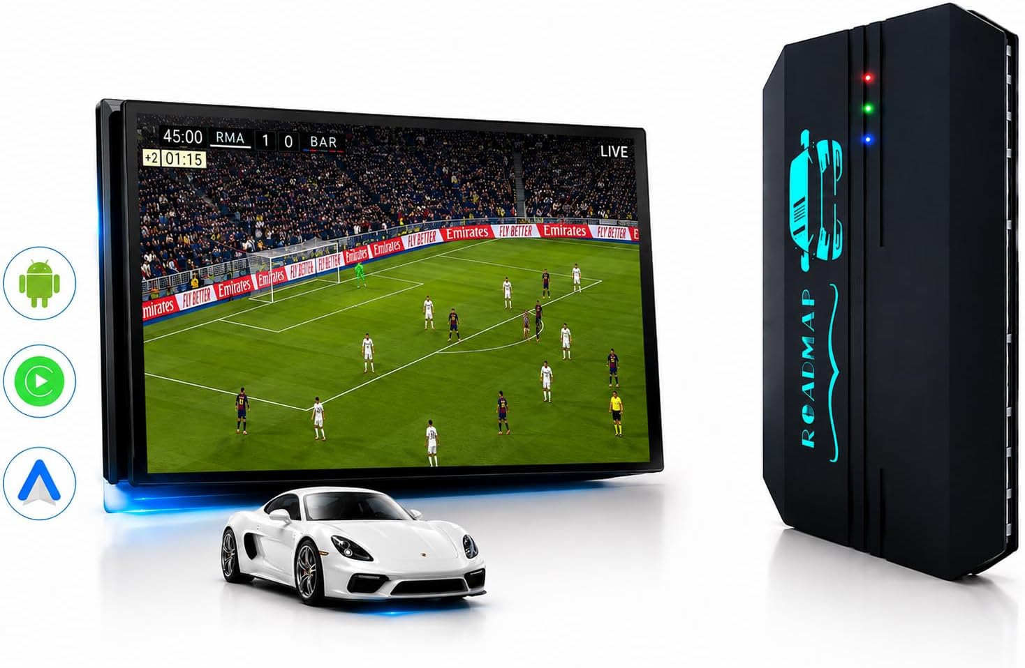 Carplay AI Box - 4 in 1- Android 13, Wireless carplay/Android Auto, 8+128GB, Headphone Jack, Cars with OEM Wired CarPlay, YouTube, Netflix for Nissan Ford Mercedes Mazda Kia, 600+Cars