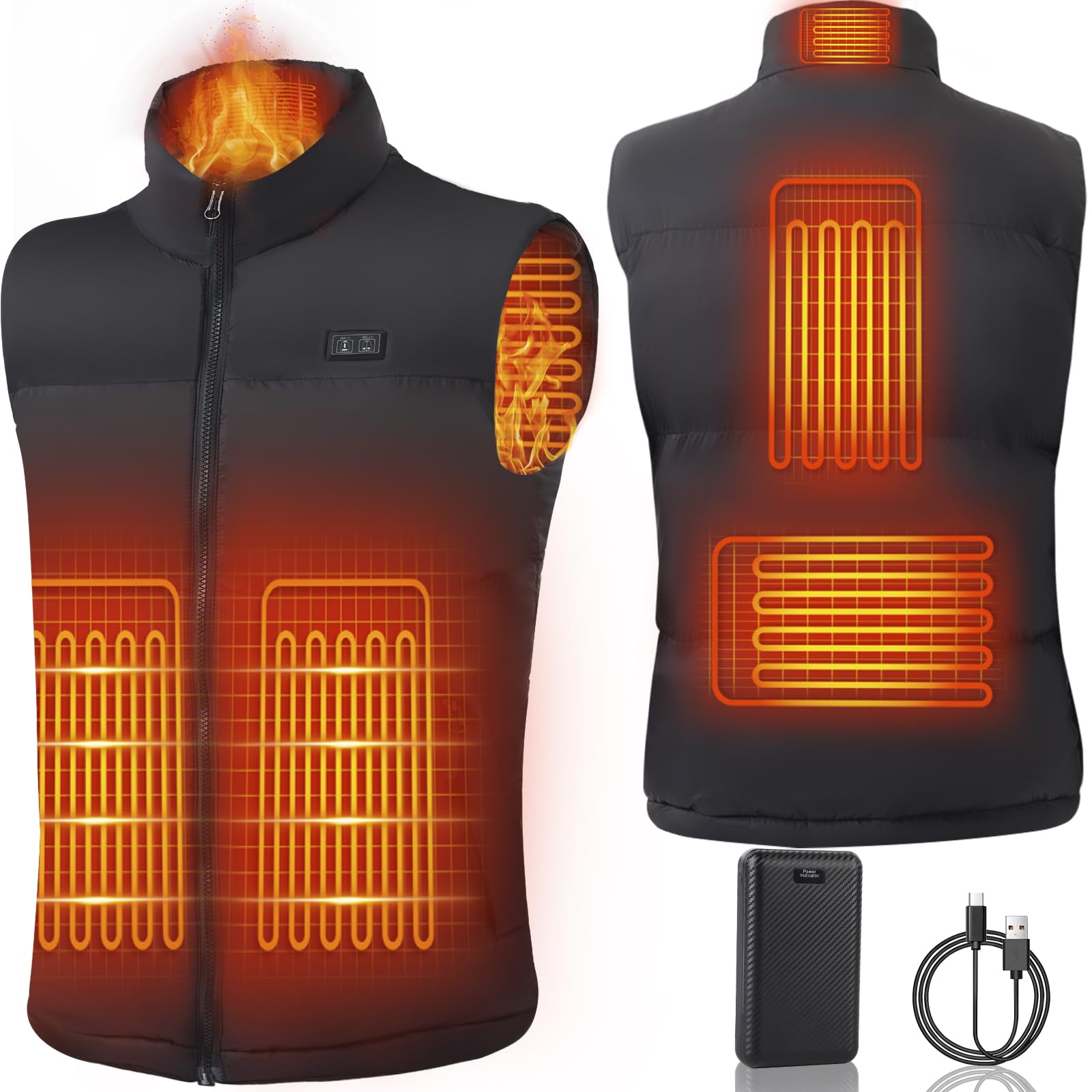 Mincoo Gilet Riscaldato Uomo Donna con 16000mAh Batteria Inclusa, 3 Temperatura Regolabile Lavabile Giacca Giubbotto Riscaldato per Lo Sci Campeggio L'escursionismo L'outdoor