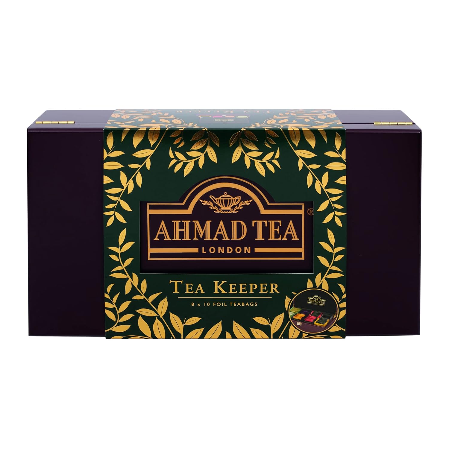 Ahmad Tea Keeper Wooden Box with 80-Count Assorted Tea Bags : Grocery Tea Sampler : Grocery & Gourmet Food