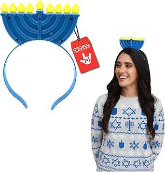 Nicky Bigs Novelties Light-Up Menorah Headband, 9-LED Hanukkah Accessory