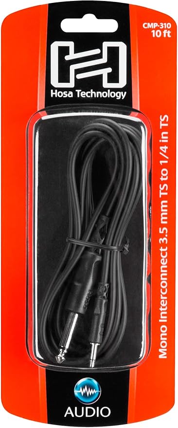 Cable Hosa CMP-310 3.5mm TS a 1/4in TS Mono 10 pies miniatura 5