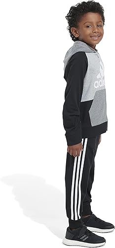 Miniatura 6 de adidas Conjunto de chaqueta y pantalones deportivos de felpa francesa con cremallera frontal para niños