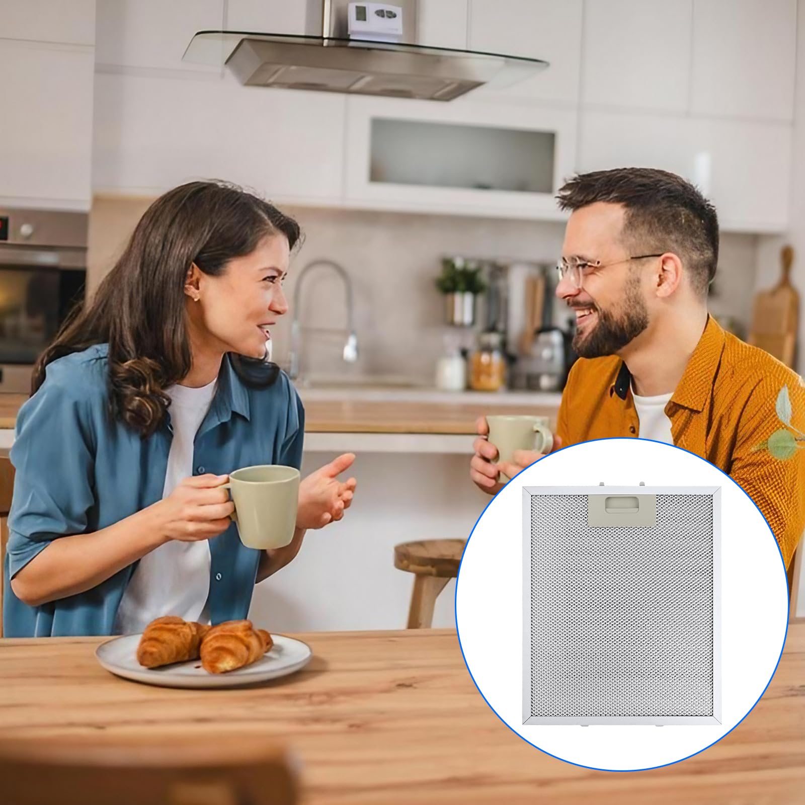 2 Piezas 340 x 280mm Filtro Campana Cxtractora AEG Blanco Alta Capacidad de Almacenamiento de Aceite Resistente a Altas Temperaturas - Repuesto de 5 Capas