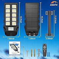 Vista 6 de Deepn Solar Lights Outdoor, IP66 Waterproof Street Lights Outdoor, 6500K Dusk to Dawn Solar Security Flood Lights Motion Sensor with Remote Control