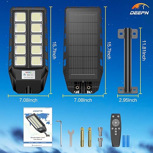 Miniatura 6 de Deepn Luces solares para exteriores, IP66 impermeables para exteriores, 6500 K del anochecer al amanecer, luces de inundación de seguridad solar con