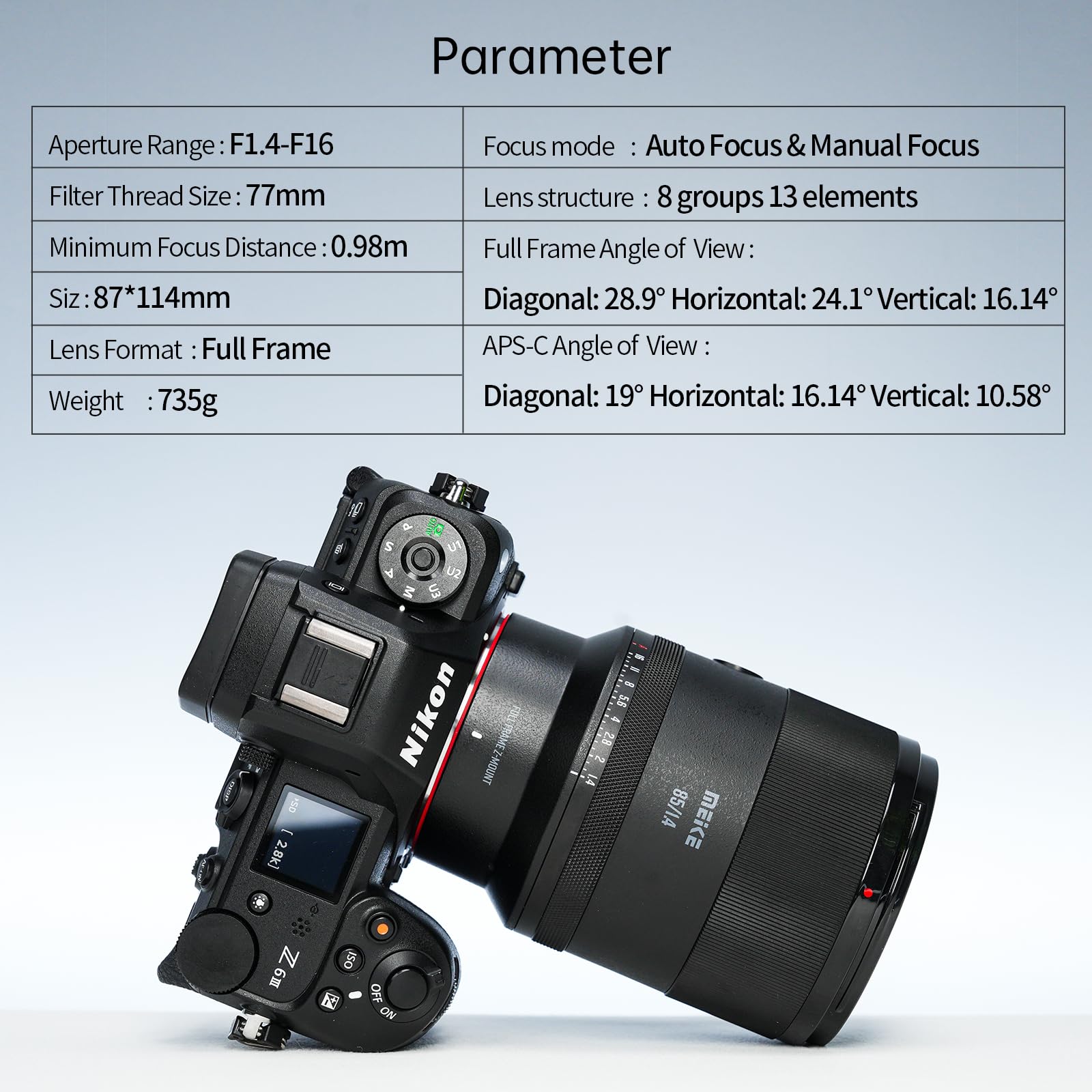 MEIKE 85mm f1.4 ニコンz mount フルフレーム　オートレンズ Amazon.co.jp: Meike 85mm F1.4 フルフレーム オートフォーカス