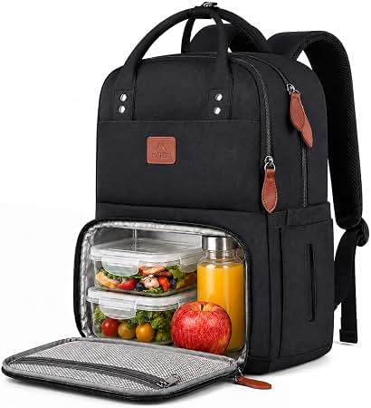 backpack with lunch compartment water bottle holder and laptop sleeve BERTASCHE Backpack, 15.6 inch Work Backpack w/Insulated Cooler Lunch box for Men Women, Tactical Casual Daypack for Commuter Picnic College,Black Size:SWB62XX (595G) Bag Nike Everyday Backpack daily commutes JanSport Cross Town Plus backpack