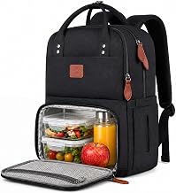 MATEIN Lunch Backpack for Women, 15.6 Inch Laptop Bookbag with Lunch Box | Insulated Cooler Compartment, Work Backpack Lunch Bag, Reusable, Water Resistant, School College Camping Picnics Daily, Black