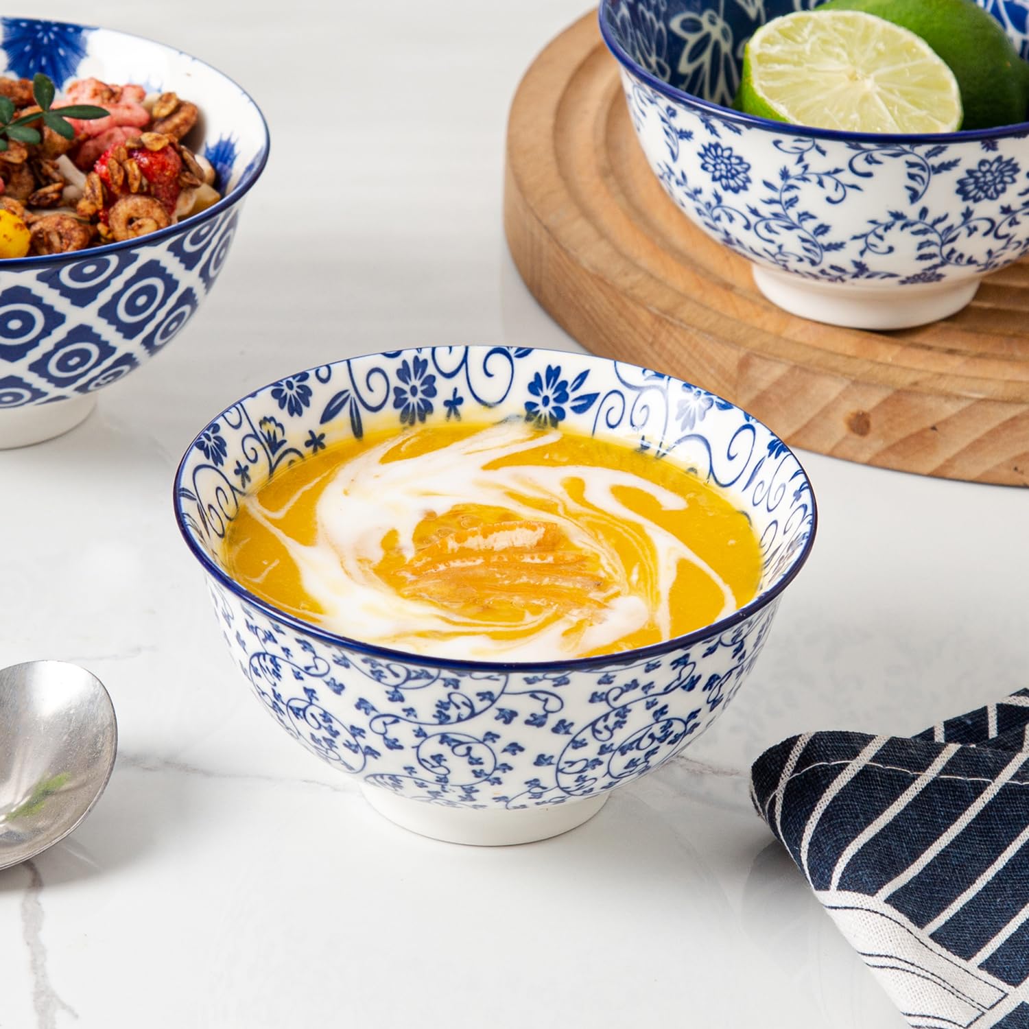Cerkik Ceramic Dessert Bowl Sets, 350 ml Small Cereal Bowls 12 oz Inch Ice Cream Bowl for Fruit Snack, Dipping Sauce - Image 3