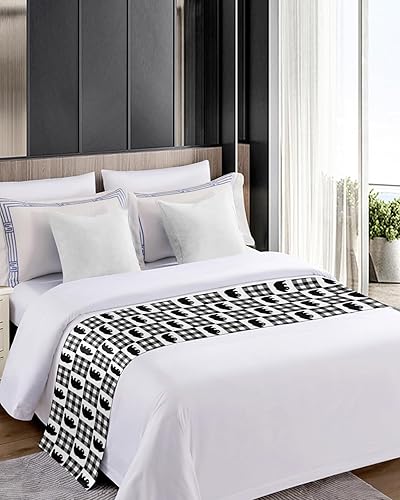 Miniatura 4 de Christmas Bed Runner Scarf Christmas Arctic Bear Buffalo Plaid Black White Bedding Scarf Decorative Bed Runners Cover for Home Bedroom Hotel Wedding