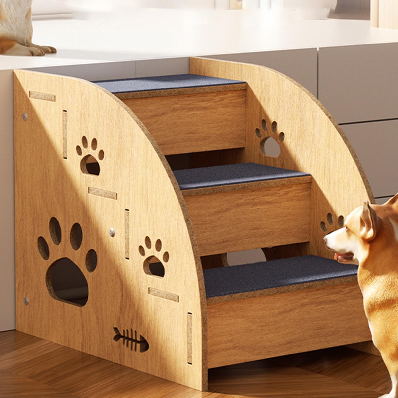 Escaleras de cama para perros – Escaleras para gatos interiores, escaleras antideslizantes de madera para mascotas | Escalones de cama alta para mascotas pequeñas, medianas y grandes, escalones