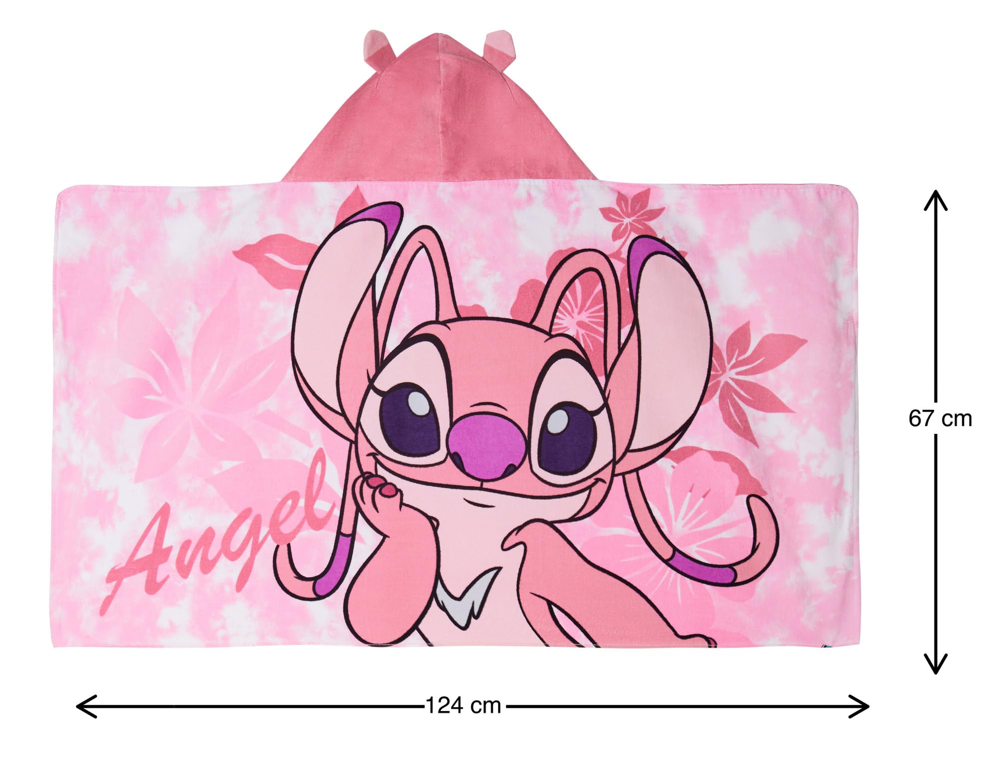 Disney Stitch Angelo Asciugamano con cappuccio per ragazze Poncho 100% Cotone Bambini Asciugamano da bagno Asciugamano da spiaggia Nuoto Wrap Bambini Fasciatoio Accappatoio