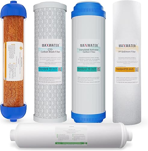 Filtros de repuesto para sistema RO DI de 6 etapas - Sedimento, GAC, CTO, Post-Carbon, DI de lecho mixto, filtros de agua de tamaño estándar de 10