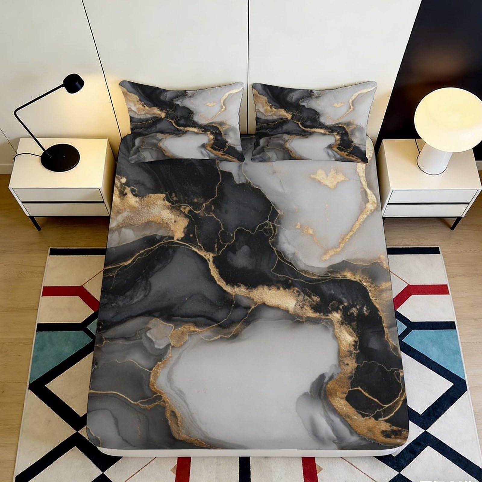 3D Printed Colorful Dragon Fitted Sheet Microfiber Deep Pocket Non-Slip Bedroom Bedding Full Wrap Mattress Fitted Cover Washable for Adults Teens 140x200x25cm